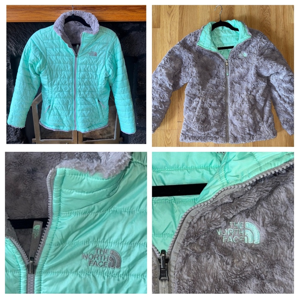 The North Face large 14/16 girls reversible jacket  Mint Green